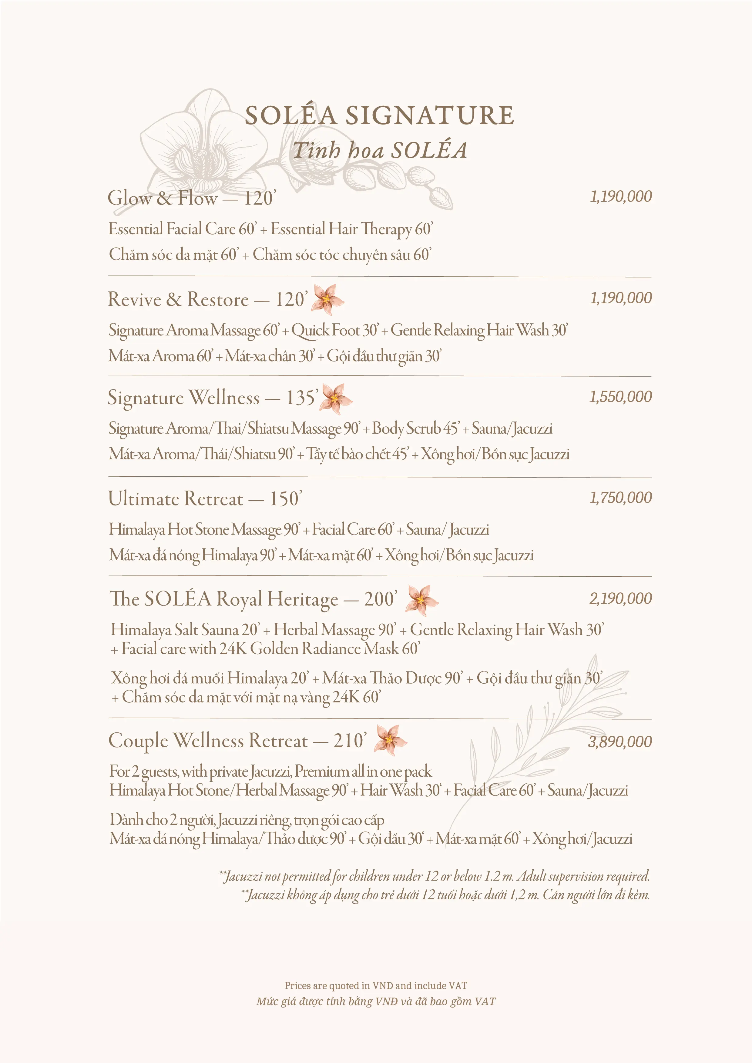 SOLÉA Spa Menu Page 3